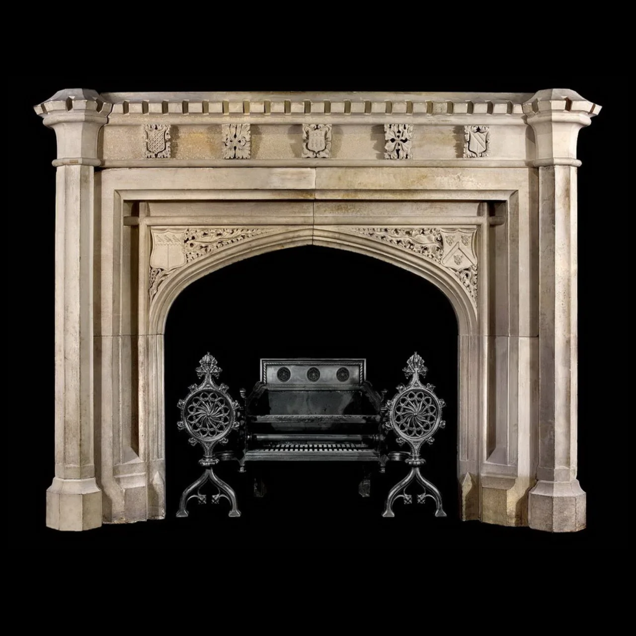 Antique 303 Gothic Limestone Mantels Design