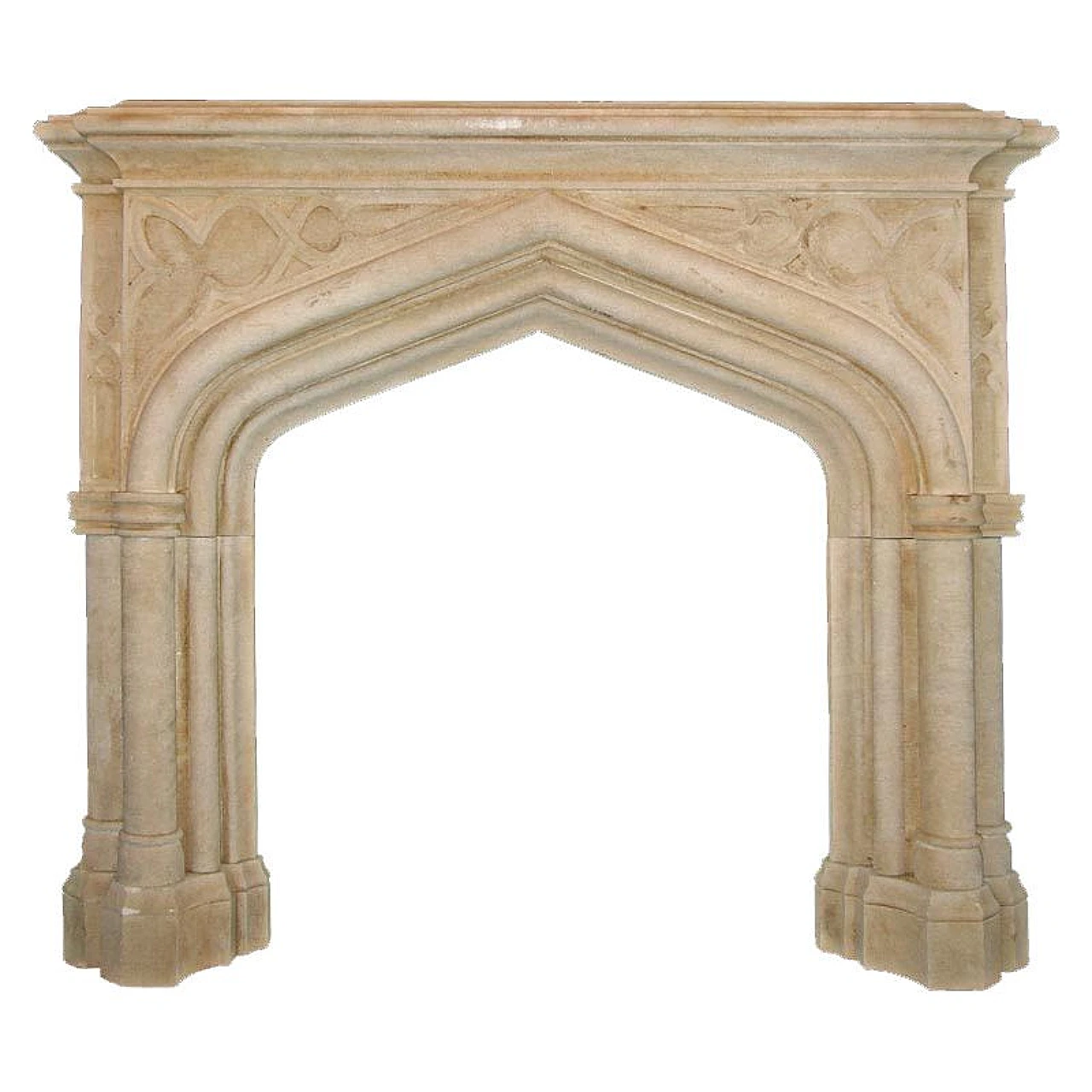 Antique 312 Gothic French Limestone Mantels